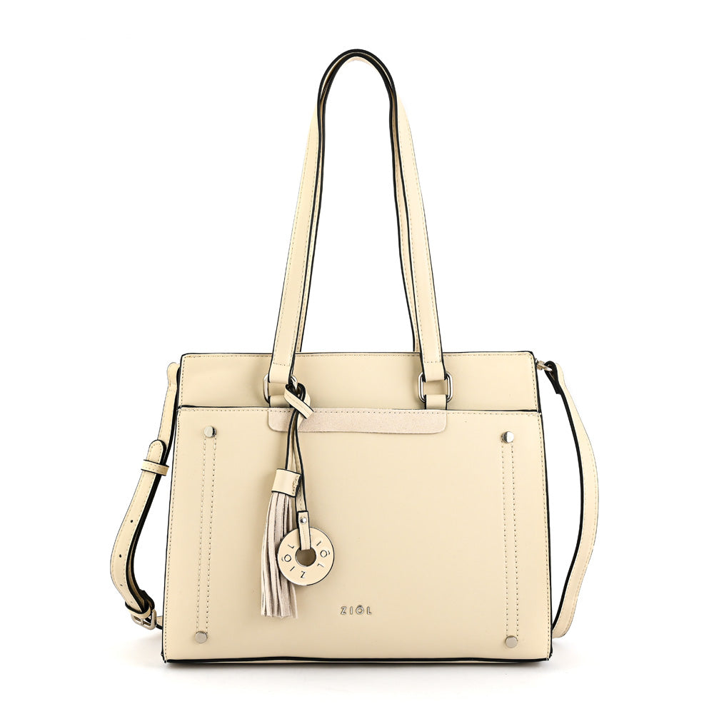 Cartera Dos Asas Tres Divisiones Inisa Blanco Crudo
