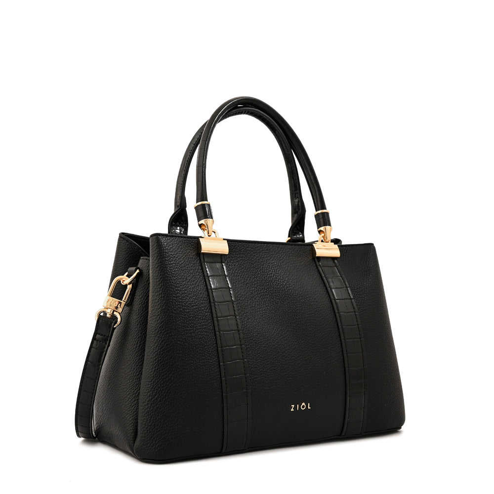 Cartera Dos Asas Manecita Negro Especial