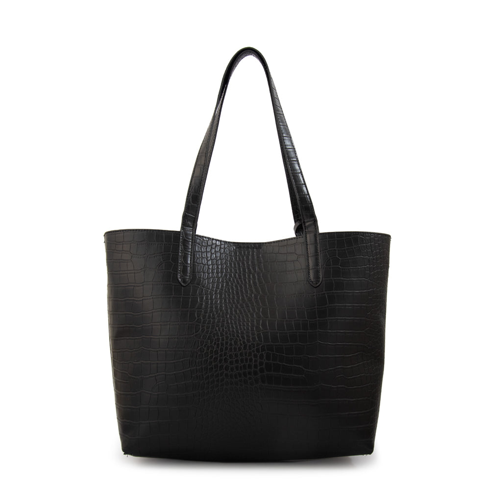 Cartera Dos Asas Brunilda Croco Negro