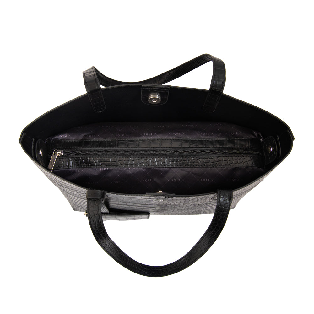 Cartera Dos Asas Brunilda Croco Negro