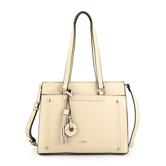 Cartera Dos Asas Tres Divisiones Inisa Blanco Crudo
