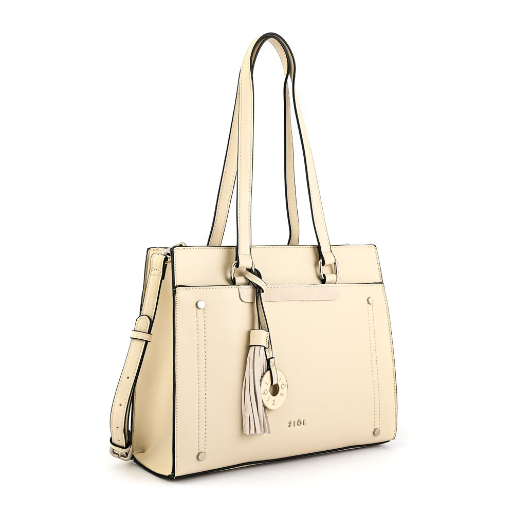 Cartera Dos Asas Tres Divisiones Inisa Blanco Crudo