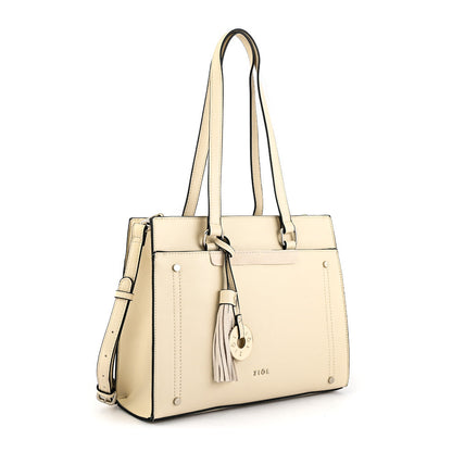 Cartera Dos Asas Tres Divisiones Inisa Blanco Crudo
