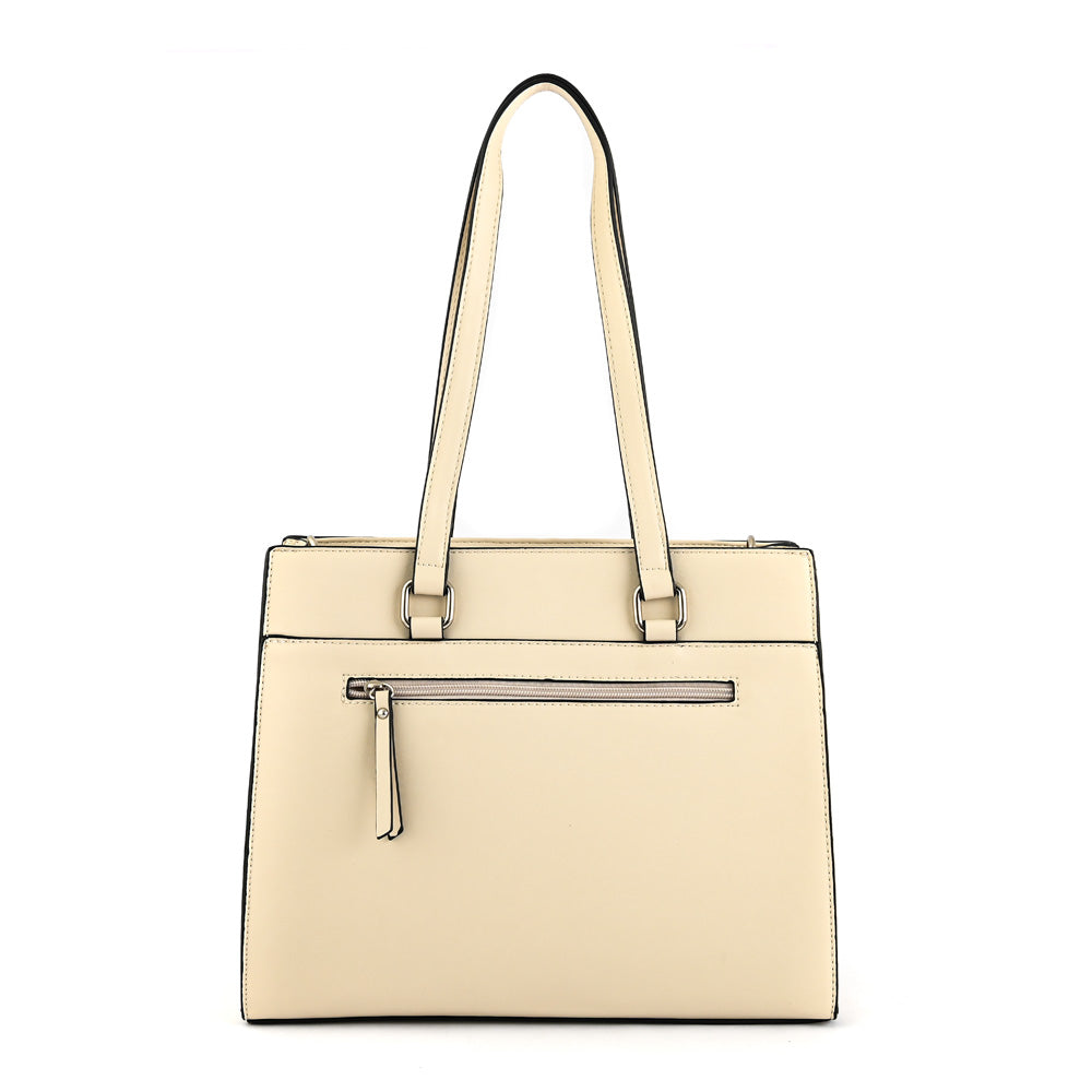 Cartera Dos Asas Tres Divisiones Inisa Blanco Crudo