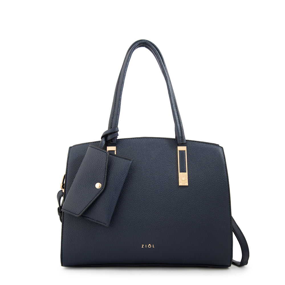Cartera Dos Asas Yanina Azul Oscuro