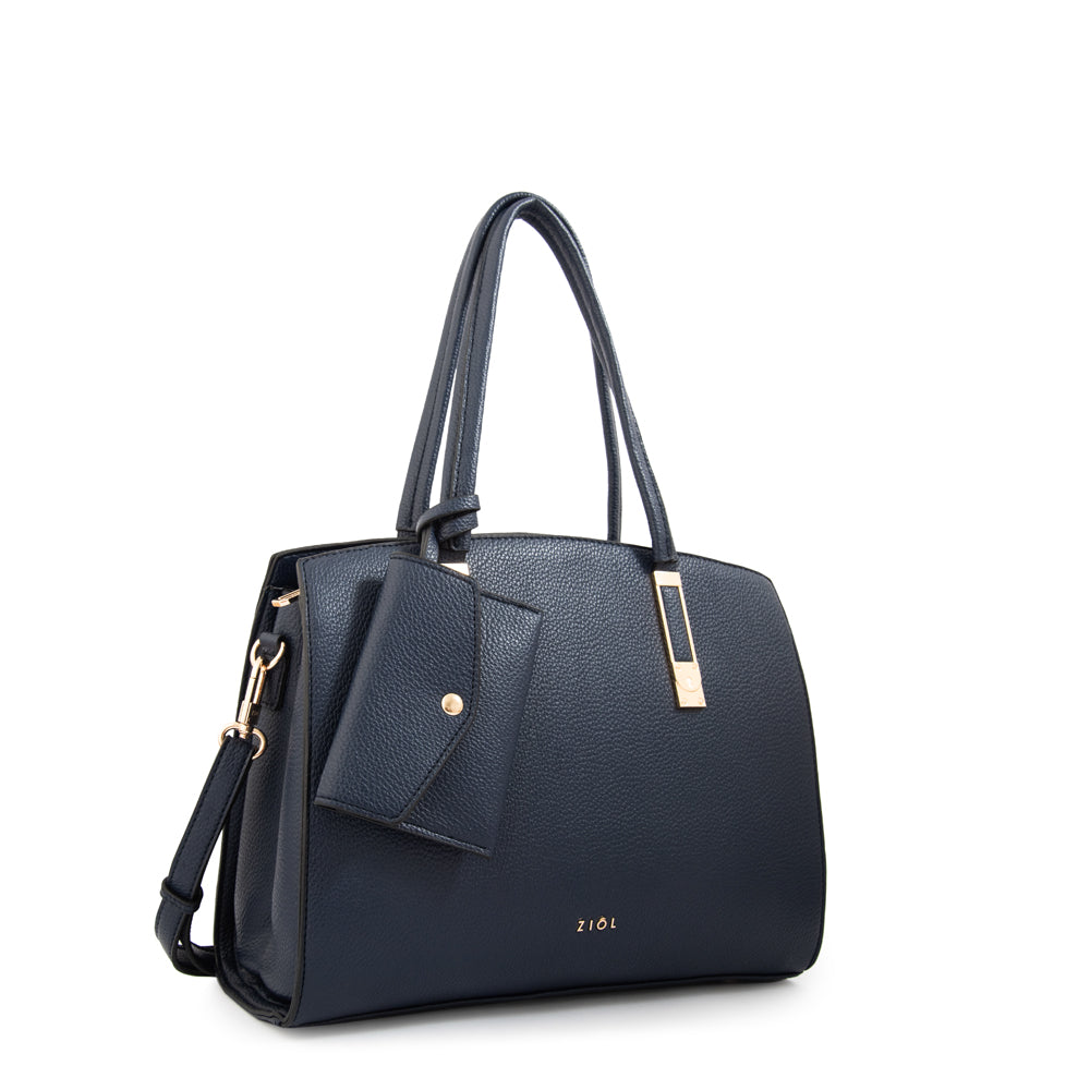 Cartera Dos Asas Yanina Azul Oscuro
