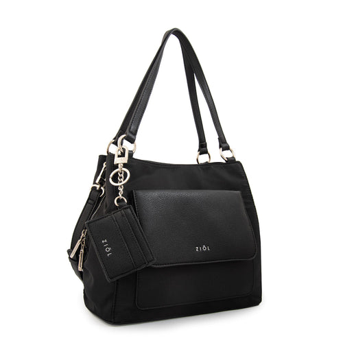 Cartera Dos Asas Michelle Nylon Negro