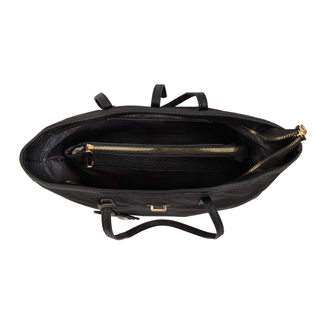 Cartera Dos Asas Bianca Nylon Negro