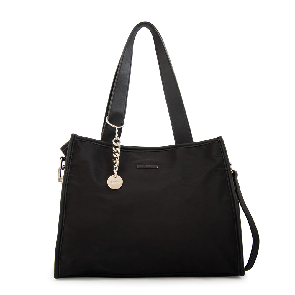 Cartera Dos Asas Renatta Nylon Negro