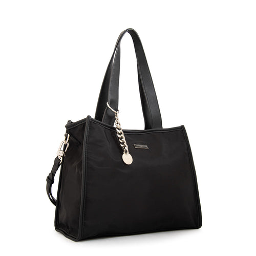Cartera Dos Asas Renatta Nylon Negro