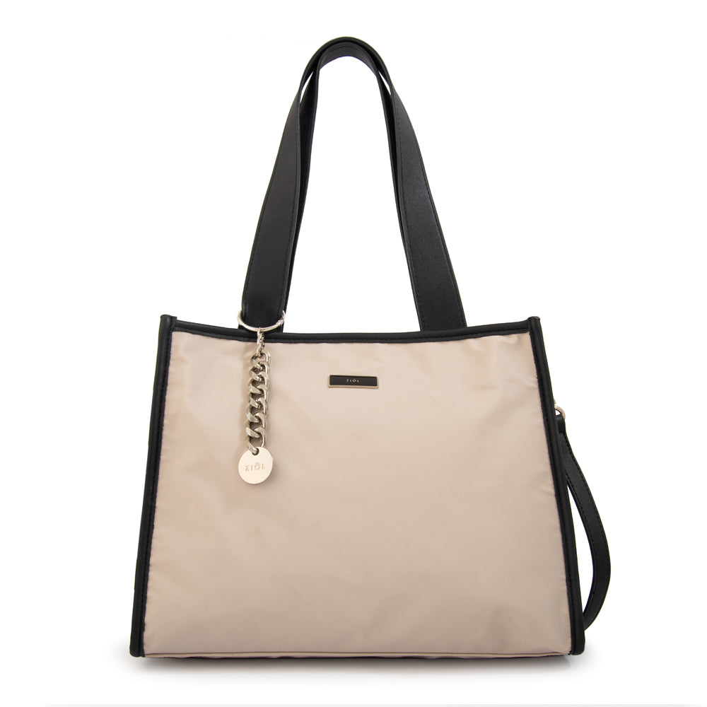 Cartera Dos Asas Renatta Nylon Blanco Crudo