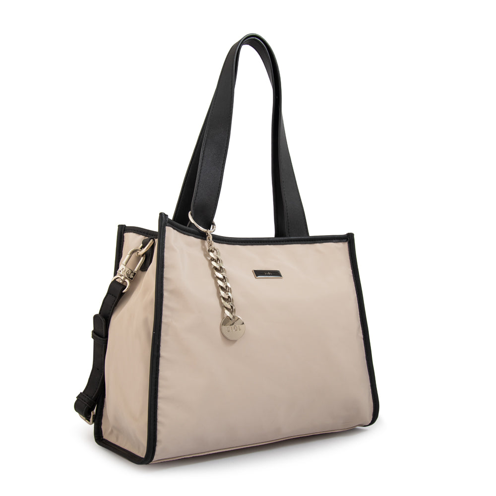 Cartera Dos Asas Renatta Nylon Blanco Crudo