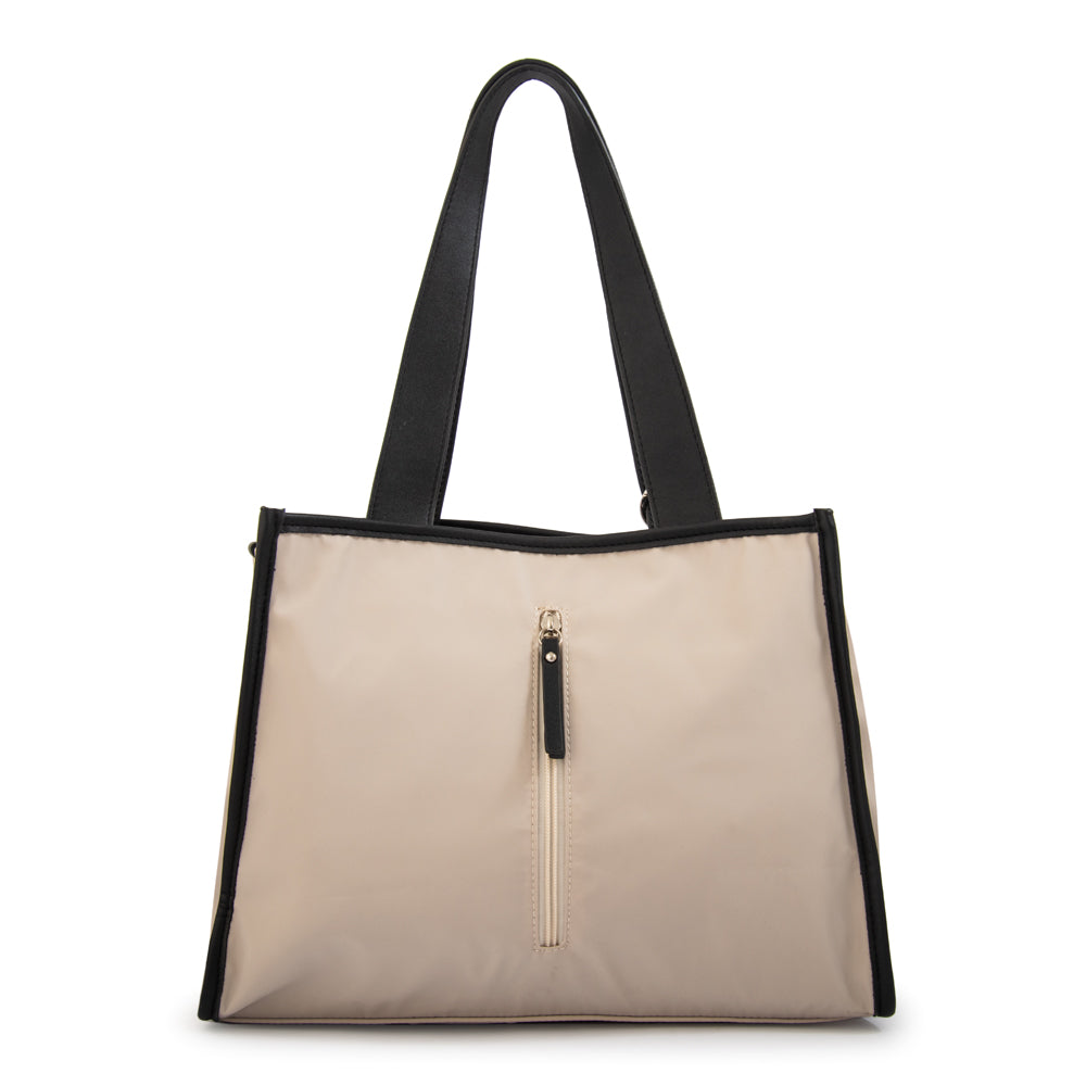 Cartera Dos Asas Renatta Nylon Blanco Crudo