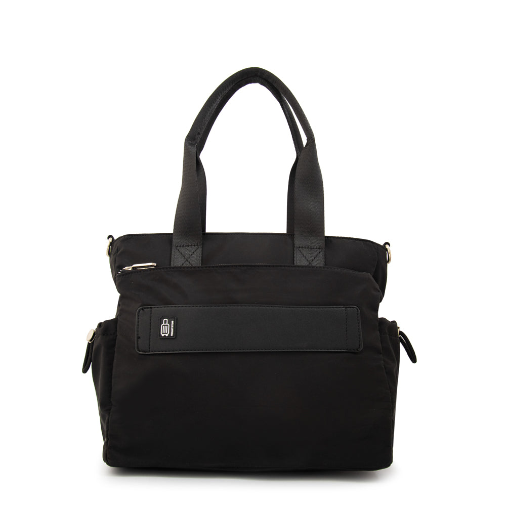 Cartera Dos Asas Porta Laptop Elina Nylon Negro