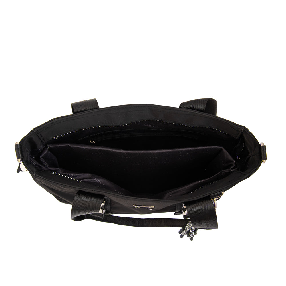 Cartera Dos Asas Porta Laptop Elina Nylon Negro