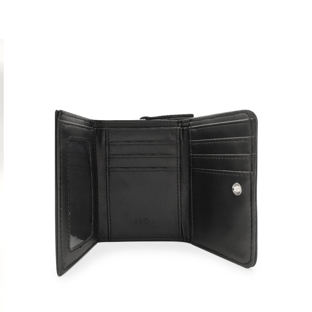 Billetera Pequeña Cierre Exterior Fraila Negro