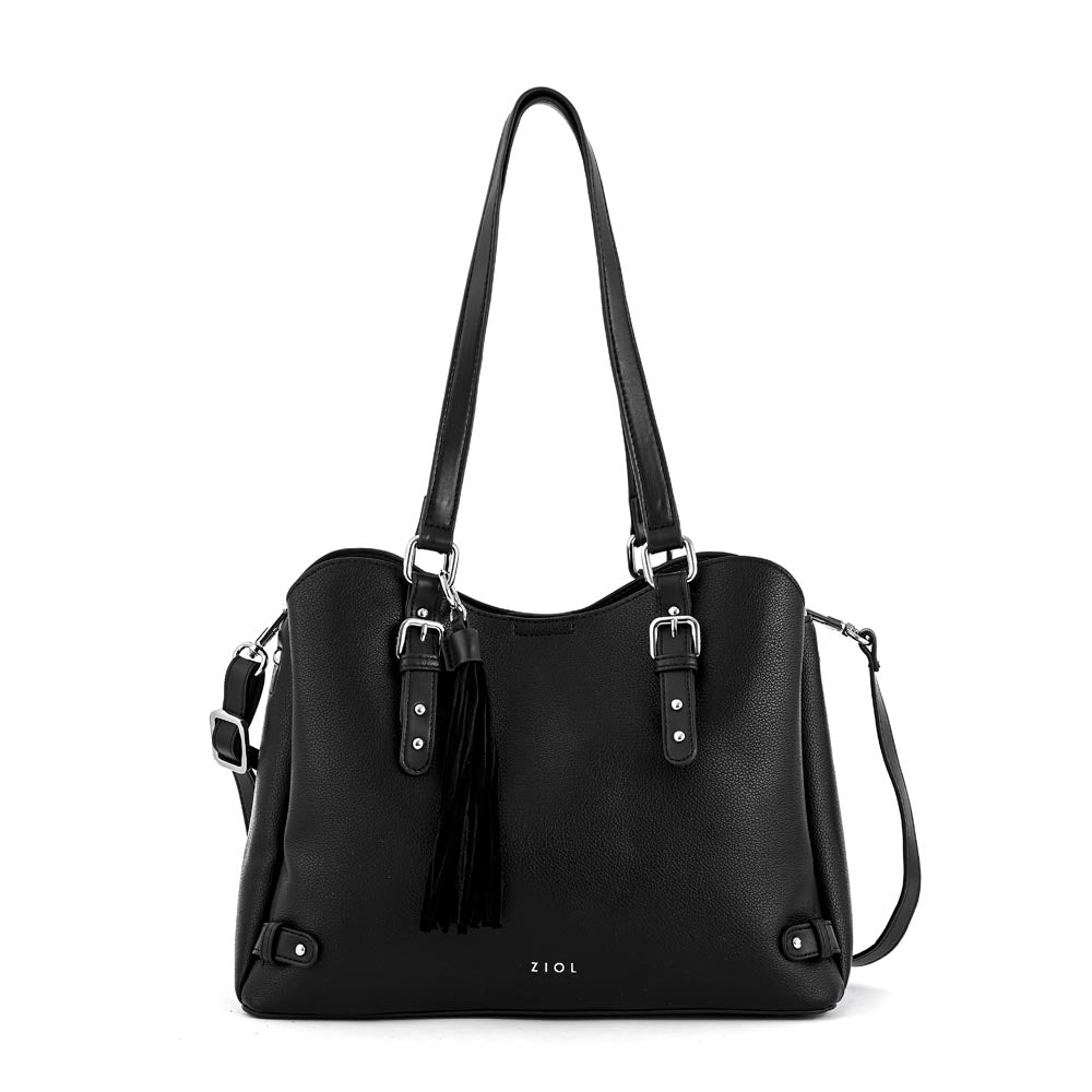 Cartera Dos Asas Malva Negro