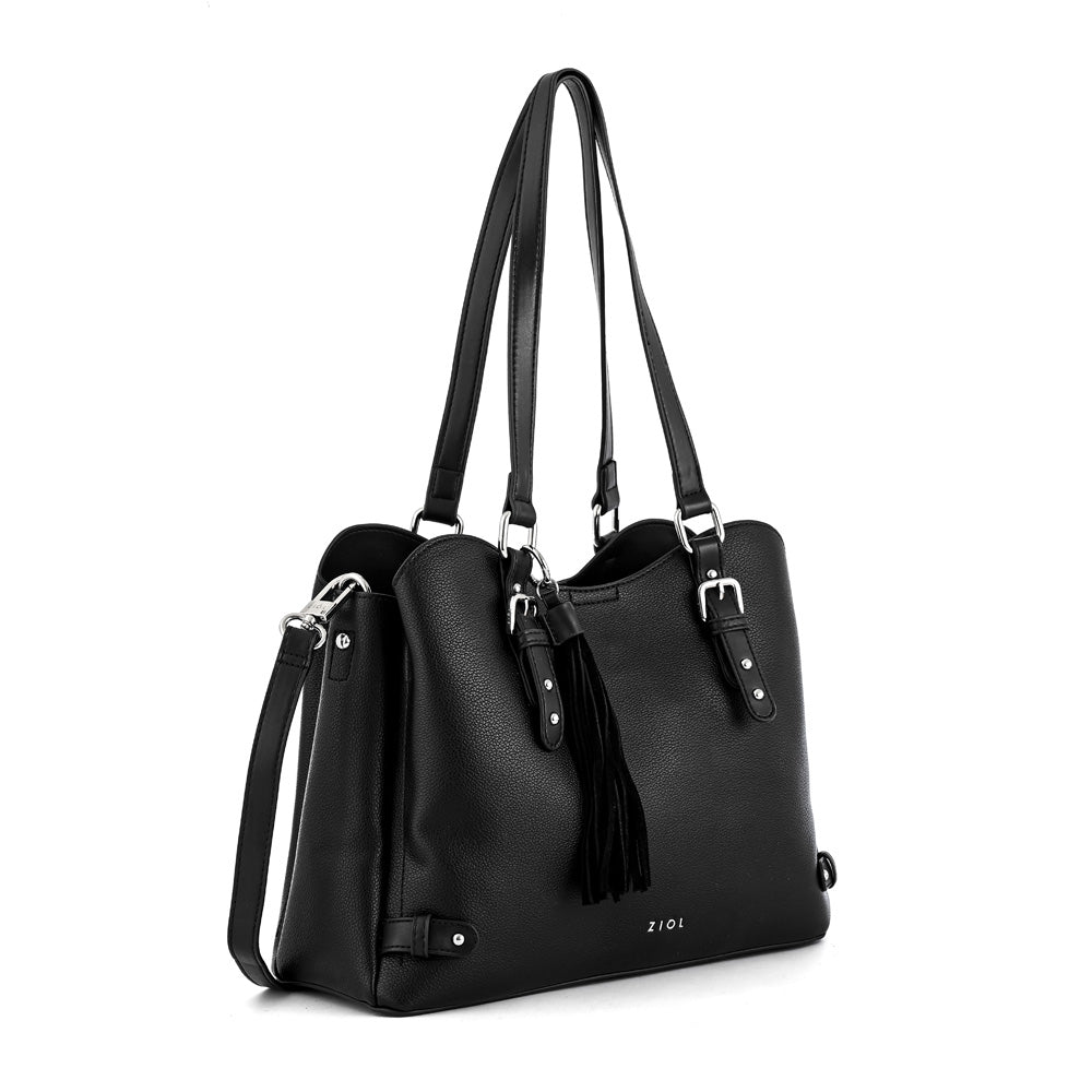 Cartera Dos Asas Malva Negro