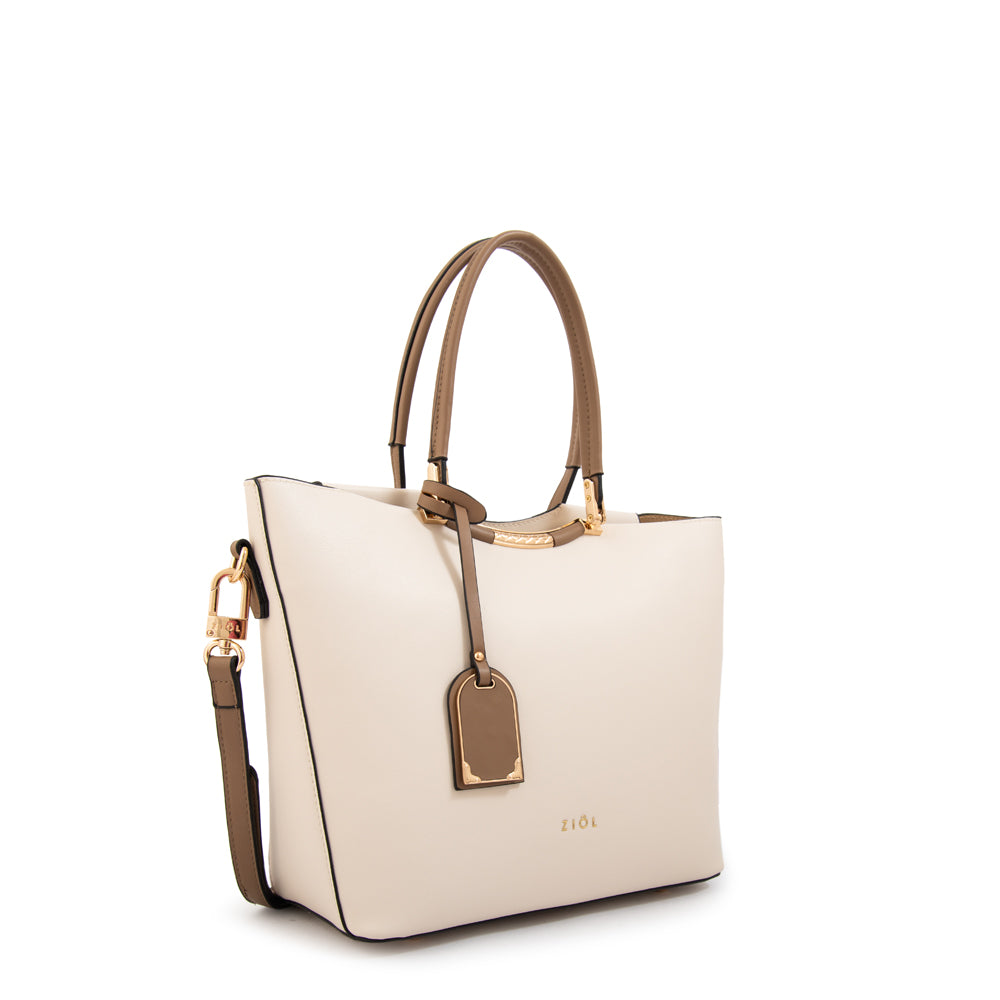 Cartera Dos Asas Mandela Blanco Crudo