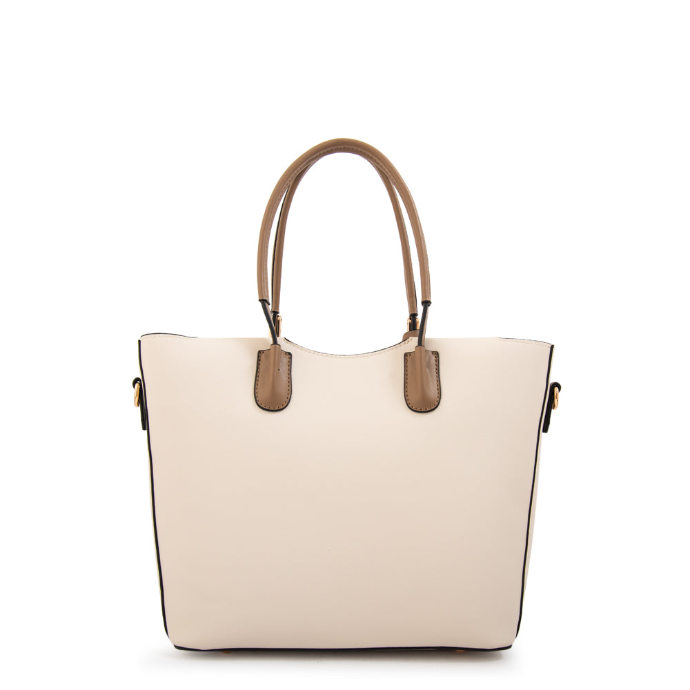 Cartera Dos Asas Mandela Blanco Crudo