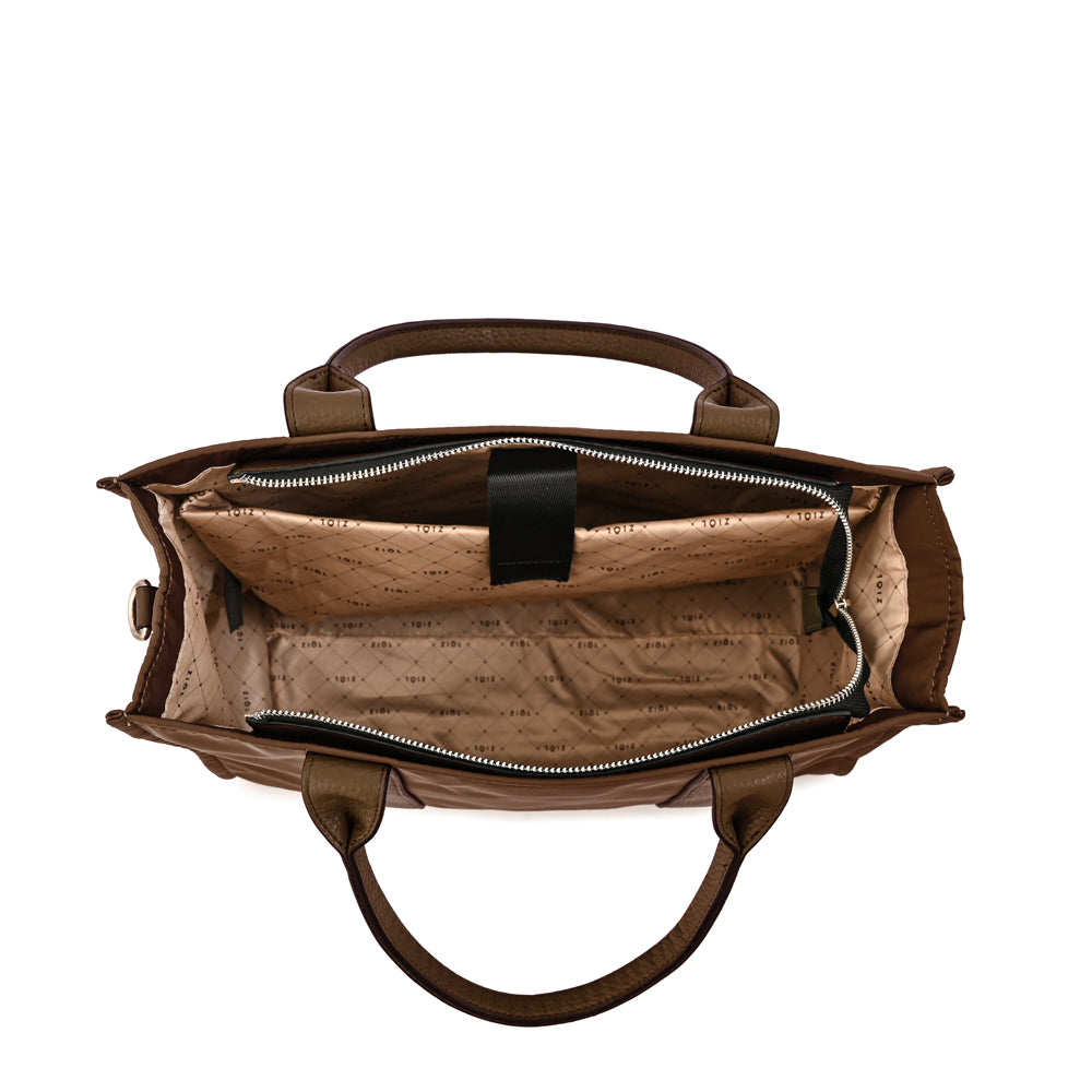 Cartera Dos Asas Porta Laptop 14" Olga Café