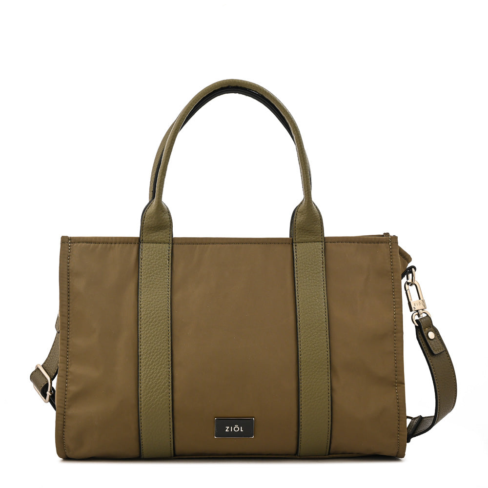 Cartera Dos Asas Porta Laptop 14" Olga Verde Oscuro