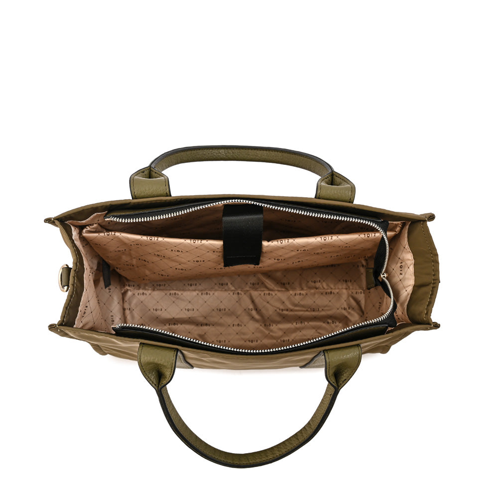 Cartera Dos Asas Porta Laptop 14" Olga Verde Oscuro